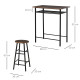 Bar Table Set, Bar Table and Stools Set, Footrest and Storage Shelf, for Kitchen, Dining Room, Pub, Cafe, Black and Oak