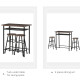 Bar Table Set, Bar Table and Stools Set, Footrest and Storage Shelf, for Kitchen, Dining Room, Pub, Cafe, Black and Oak