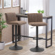 Adjustable Barstools Set of 2, Swivel Counter Bar Chairs, Bar Stools with Footrest, PU Leather, Gas Lift, Brown