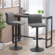 Adjustable Barstools Set of 2, Swivel Counter Bar Chairs, Bar Stools with Footrest, PU Leather, Gas Lift, Grey