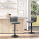 Adjustable Barstools Set of 2, Swivel Counter Bar Chairs, Bar Stools with Footrest, PU Leather, Gas Lift, Grey