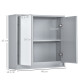 Wall Mounted Mirror Cabinet with Storage Shelf Bathroom Cupboard Double Door Grey