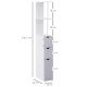 Tall Bathroom Cabinet, Freestanding Bathroom Storage Cabinet with 2-Tier Shelf and Drawers, Narrow Cupboard Storage Unit, White,