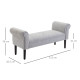 Bed End Side Chaise Lounge Sofa Window Seat Arm Bench Wooden Leg Linen Fabric Cover Light Grey