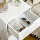 Bedside Table, Bedside Cabinet with 3 Drawers, Small Side Table with Wood Legs and Cut-out Handles for Bedroom, White