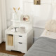 Bedside Table, Small Bedside Cabinet with 2 Drawers and Storage Shelves, Accent Table for Living Room, Bedroom, White