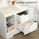 Bedside Table, Small Bedside Cabinet with 2 Drawers and Storage Shelves, Accent Table for Living Room, Bedroom, White