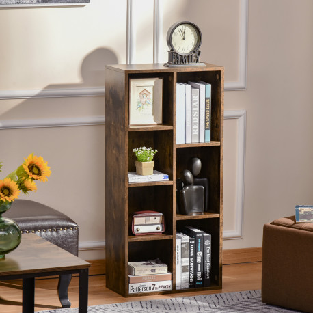 Seven-Cube Bookcase - Rustic Brown Wood Effect