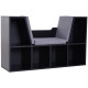 Bookcase Storage Shelf with Cushioned Reading Seat, Cube Bookshelf Organizer for Bedroom Living Room, Black