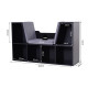 Bookcase Storage Shelf with Cushioned Reading Seat, Cube Bookshelf Organizer for Bedroom Living Room, Black