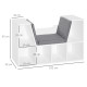 Bookcase Storage Shelf with Cushioned Reading Seat, Cube Bookshelf Organizer for Bedroom Living Room, White