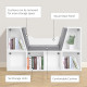 Bookcase Storage Shelf with Cushioned Reading Seat, Cube Bookshelf Organizer for Bedroom Living Room, White