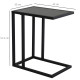 C Shape Bedside Table w/Metal Frame Marble-Effect Top Sofa Narrow Snack End Table for Living Room, Black