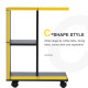 C-Shape End Table Unique Storage Unit w/ 2 Shelves 4 Wheels Freestanding Home Furniture Cabinet Square Black