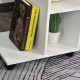 C-Shape End Table Unique Storage Unit w/ 2 Shelves 4 Wheels Freestanding Home Furniture Cabinet Square White