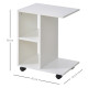 C-Shape End Table Unique Storage Unit w/ 2 Shelves 4 Wheels Freestanding Home Furniture Cabinet Square White