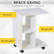 C-Shape End Table Unique Storage Unit w/ 2 Shelves 4 Wheels Freestanding Home Furniture Cabinet Square White