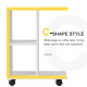 C-Shape End Table Unique Storage Unit w/ 2 Shelves 4 Wheels Freestanding Home Furniture Cabinet Square White