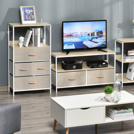 4 Drawer Storage Chest Unit Home Cabinet w/ Shelves Home Living Room Bedroom Entryway Living Furniture, Light Grey