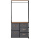 Chest of Drawers with Coat rack Steel Frame 5 Drawers  Bedroom Hallway Home Furniture Black Brown