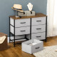 Fabric Chest of Drawers, Storage Drawers, Industrial Bedroom Dresser with 6 Fabric Drawers, Steel Frame and Wooden Top for Nurse