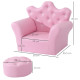 Children Kids Sofa Set Armchair Chair Seat with Free Footstool PU Leather for Girls 58L x 40.5W x 49H cm Pink