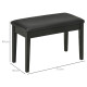 Classic Piano Bench Stool, PU Leather Padded Keyboard Stool with Rubber Wood Legs and Music Storage Compartment, Black