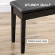 Classic Piano Bench Stool, PU Leather Padded Keyboard Stool with Rubber Wood Legs and Music Storage Compartment, Black