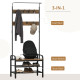 Coat Rack Stand Industrial hallway Shoe Rack Removable Hooks Metal Wood Hangers Storage Cabinet Rustic Brown 72L×34W×185H(cm)