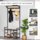 Coat Rack Stand Shoe Storage Bench with 9 Hooks Shelves for Bedroom Living Room Entryway Brown and Black 180cm