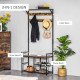 Coat Rack Stand Shoe Storage Bench with 9 Hooks Shelves for Bedroom Living Room Entryway Brown and Black 180cm