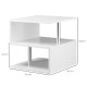 Wooden S Shape Cube Coffee Table 2 Tier Storage Shelves Organizer Office Bookcase Living Room End Desk Stand Display (White)