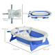 Foldable Baby Bathtub Set, Collapsible Bath Tub with Thermostatic Water Plug, Non-Slip Support, Cushion Pad, Drain Plugs, for Ne