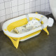 Foldable Baby Bath: Ergonomic Portable Design with Cushion, Temperature Indicator &amp; Non-Slip Legs, 0-3 Years, Yellow | Aosom UK