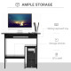 Compact Small Computer Table Wooden Desk Keyboard Tray Storage Shelf Modern Corner Table Home Office Black