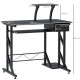 Computer Desk with Display Stand, Sliding Keyboard Tray Drawer and Host Box Shelf Home Office Workstation Black