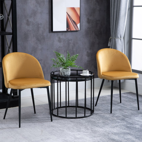 Dining Chairs Set of 2 Contemporary Design for Office Dining Kitchen with Soft Fabric Seat and Back Living Room, Yellow