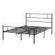 Double Metal Bed Frame Solid Bedstead Base with Headboard and Footboard, Metal Slat Support and Underbed Storage Space, Bedroom 