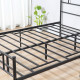 Double Metal Bed Frame Solid Bedstead Base with Headboard and Footboard, Metal Slat Support and Underbed Storage Space, Bedroom 