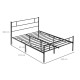 Double Metal Bed Frame Solid Bedstead Base with Headboard and Footboard, Metal Slat Support and Underbed Storage Space, Bedroom 