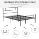 Double Metal Bed Frame Solid Bedstead Base with Headboard and Footboard, Metal Slat Support and Underbed Storage Space, Bedroom 