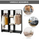 Double Open Wardrobe on Wheels, Bedroom Wardrobe with Clothes Hanging Rails, 3 Storage Shelves, Mobile Garment Rack for Cloakroo