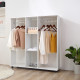 Open Wardrobe Double Mobile Storage Shelves Organizer W/6 Wheels-White