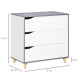 Drawer Chest, 3-Drawer Storage Cabinet Unit with Pine Wood Legs for Bedroom, Living Room, 75cmx42cmx75cm, White