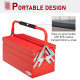 DURHAND Metal Tool Box 3 Tier 5 Tray Professional Portable Storage Cabinet Workshop Cantilever Toolbox with Carry Handle, 45cmx2