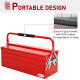 DURHAND Metal Tool Box 3 Tier 5 Tray Professional Portable Storage Cabinet Workshop Cantilever Toolbox with Carry Handle, 56cmx2