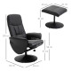 Swivel Recliner Chair with Footstool, PU Leather Armchair and Ottoman with High Back and Round Base for Living Room, Black