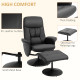 Swivel Recliner Chair with Footstool, PU Leather Armchair and Ottoman with High Back and Round Base for Living Room, Black