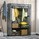 Steel Frame Fabric Wardrobe, with Rail and Shelves - Light Grey