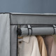 Steel Frame Fabric Wardrobe, with Rail and Shelves - Light Grey